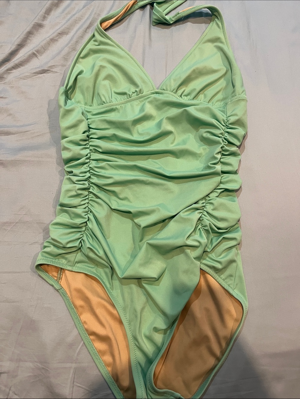 J. Crew Mint Green Halter One-Piece Swimsuit